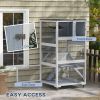 34" L Catio Outdoor Cat Enclosure on Wheels with Hammock Multiple Platforms Resting Condo Ramps for 1-3 Cats, Grey