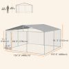 Dog Kennel Outdoor, Heavy Duty Playpen with Secure Lock, Cover, for Backyard & Patio, 13.1' x 13.1' x 7.5'
