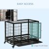 Heavy Duty Dog Crate Cage for Medium Small Dogs Cats with Two Doors, Lockable Wheels, Removable Tray, 36" x 24" x 27"