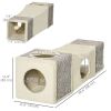 39" Long Cat Tunnel, Plush Catio Outdoor Cat Enclosure with Two Caves and Hanging Ball, Cream White