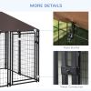 Outdoor Dog Kennel, Welded Wire Steel Fence, Lockable Pet Playpen Crate, with Water-, UV-Resistant Canopy Top, Door, 4.6ft x 4.6ft x 5ft, Black