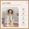 39" H Cat Tree with Sisal Scratching Post, Condo, Plush Perch, Hanging Rope and Hanging Ball, Beige