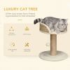 Cat Tree with Scratching Post, Toy Ball, Perch, Small Cat Tower for Indoor Cats - 16" x 16" x 19", Beige
