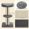 Cat Tree Kitty Tower with Sisal Mat Scratching Post, Cat Bed, Cushion, Perch, 18" x 18" x 36", Grey