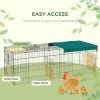 Small Animal Cage with Roof, Indoor/Outdoor Use, for Chicken, Rabbits, Chinchillas, 87" x 34" x 28", Green