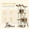71-Inch Cat Tree Furniture Pet Tower House with Scratch Post and Condo, Beige