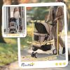 Cat Stroller, 3 Wheels Foldable Dog Stroller with Storage Basket, Brake, Adjustable Canopy, Cupholders