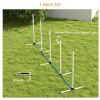 2PCs Dog Agility Kit with Weave Poles, Spray Water Tube, Whistle, Carry Bag, White