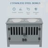 PawHut Dog Food Storage Cabinet with Bowls & Dog Feeding Station, Gray