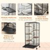 Rolling Small Animal Cage 51.6" Pet Rabbit Ferret Playpen, Animal Supply Kit Metal Black for Bunny, Pet Mink, Chinchilla