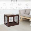 26" Wooden Dog Cage with Double Door Entrance & Simple Modern Design, Brown