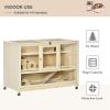 Wooden Hamster Cage, 3 Tier Rat Cage with Openable Roof, Run, Ladders, Run, Ladders, Wheels, Tray, Natural Wood