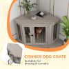 Corner Dog Crate, Furniture Dog Cages with Cushion for Large-Sized Dog, Indoor Use, Walnut Brown