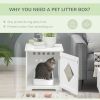 Cat Litter Box Enclosure End Table, Indoor Cat Washroom with Magnetic Door, Hidden Litter Box Nightstand with Large Tabletop, Easy Assembly, White