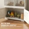 Large Hamster Cage for Multiple Small Pets, Rat Cage with Storage Cabinet, Clear Transparent Panels, Cream White