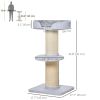 Cat Tree Kitty Tower with Sisal Mat Scratching Post, Cat Bed, Cushion, Perch, 18" x 18" x 36", Light Blue