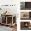 39" Dog Crate Furniture, Dog Kennel Furniture End Table with Sliding Barn Door for Large Dogs, Walnut Brown