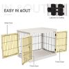 26" Wooden Dog Cage with Double Door Entrance & Simple Modern Design, White