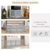 23.5"H Foldable Dog Gate with Door, 4 Panels Freestanding Pet Gate Barriers Indoor with Support Feet, Puppy Fence for Small Dogs, Grey