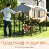 Outdoor Dog Kennel with Two-Room Design, Water-Resistant & Sun-Proof Cover, for S, M, L Dogs, 8' x 4' x 6'