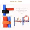 Dog Pet Agility Training Kit High Jump Weave Pole Ring Obedience Training Set Adjustable Equipment Portable