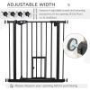 Retractable Gate Extra Wide Press-Mounted with Cat Door, Auto Closing Pet Gate for Stair, Hallway, 29-32 Inch