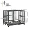 36" Heavy Duty Steel Dog Crate Kennel Pet Cage with Wheels for Convenient Access Anti-Pinching Floor, Grey