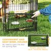 Outdoor Dog Kennel with Rotating and Adjustable Height Bowls, Waterproof UV-Resistant Cover, 11.3' x 4.7' x 5.1'