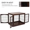 26" Wooden Dog Cage with Double Door Entrance & Simple Modern Design, Brown