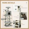 49 Inch Large Cat Tree for Indoor Cats, Light Grey