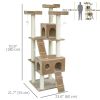 71-Inch Cat Tree Furniture Pet Tower House with Scratch Post and Condo, Beige