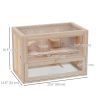 24 Inch Hamster Cage, 2 Levels Small Animals Habitat Pet House with Openable Roof, Run Space, Platforms, Natural Wood