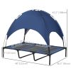 Elevated Cooling Pet Bed Portable Raised Dog Cot with Canopy for XL Sized Dogs, Dark Blue