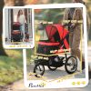 3 Big Wheels Pet Stroller for Small, Medium Dogs, Cat Stroller Travel Folding Carrier with Adjustable Canopy, Red