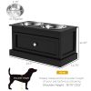 PawHut Elevated Dog Bowls with Storage Drawer, Raised Dog Bowl Stand Pet Food Bowl Dog Feeding Station, Black