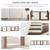 Wooden Pet Gate, Dog Safety Barrier, Freestanding Foldable Fence, w/ 6 Panels, 2 Support Feet, for House Doorway Stairs, Small & Medium Dogs, Coffee