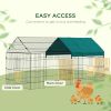87" Small Animal Cage with Roof, Indoor/Outdoor Use, for Chicken, Rabbits, Chinchillas, Green