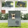 31.5"L Wooden Decorative Dog Cage Kennel Wire Door with Lock, Openable Top Removable Bottom, Dark Gray