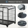 Folding Heavy Duty Dog Crate Heavy Duty Cage for Medium Sized Dogs with Double Doors, Lockable Wheels Tray, 37" x 23" x 27"