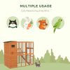 68.75" H Cat Cage Large Wooden Outdoor Cat House with Large Run for Play, Catio for Lounging, and Condo Area for Sleeping, Natural