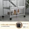 Rolling Small Animal Cage 34"H Chinchilla Cage for Ferrets, Squirrels w/ Removable Tray, Storage Shelf, Light Grey