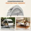 Elevated Dog Bed with Removable Canopy, Portable Outside Raised Pet Cot with Cooling Pad, Storage Bag, 36" x 29.5" x 35"