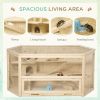 Wooden Large Hamster Cage Mouse Rats Small Animal Exercise Play House 3 Tier with Tray, Seesaws, Water Bottle