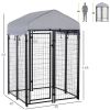Outdoor Dog Kennel with Roof, 4' x 4' x 6' Heavy Duty Welded Wire Dog Playpen Enclosure with Escape-proof Lock, UV-Resistant & Waterproof Cover