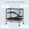 PawHut 3-Storey Metal Ferret Cage with Casters Doors Hammock Storage Shelf 31.5x20.5