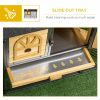 47" Wooden Rabbit Hutch Outdoor with Run, Metal Frame, 2-Story Bunny Rabbit Cage with Removable Tray, Ramp, Bunny Hutch with Space-Saving Design