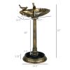 32" Antique Bird Bath Decorative Birdbath Bird Feeder Bowl with Planter Pedestal and Bird Statues, Bronze