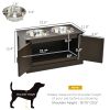 Elevated Dog Bowls with Storage, Two Stainless Steel Bowls for Large Dogs, Coffee