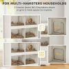 Large Hamster Cage for Multiple Small Pets, Rat Cage with Storage Cabinet, Clear Transparent Panels, Cream White