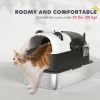 Panda Style XL Stainless Steel Cat Litter Box with Lid, Enclosed Kitty Litter Box with Scoop, 23.7" x 15.9" x 17.6"